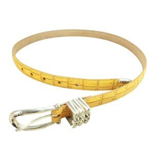 Brighton Yellow Crocodile Skin Print Fancy Buckle Belt Size M-L 32"